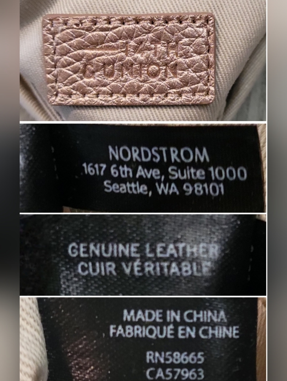 14th & Union Metallic Rose Gold Pebble Leather Wristlet Gold Accents, 8.5"x4.5" - Picture 15 of 15